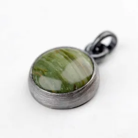 . Bezel-set Sterling Silver Gray/Green Jasper Pendant