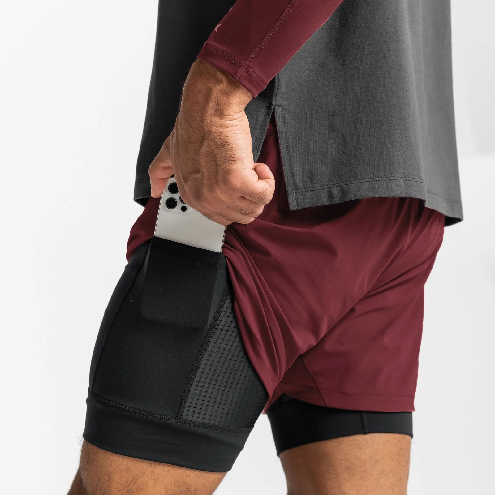 0622. TETRA-LITE™ 5" Liner Short - Crimson Red/Black