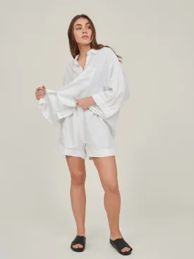 100% Linen shorts in White