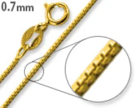 14K Gold Plated Sterling Silver Box Chain 0.7MM