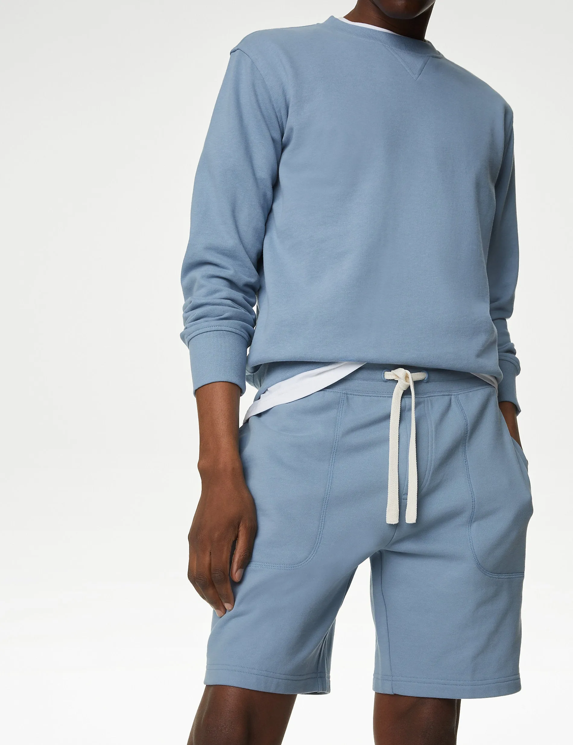 2 pairs of Marks & Spencer pure cotton jersey shorts, blue mix