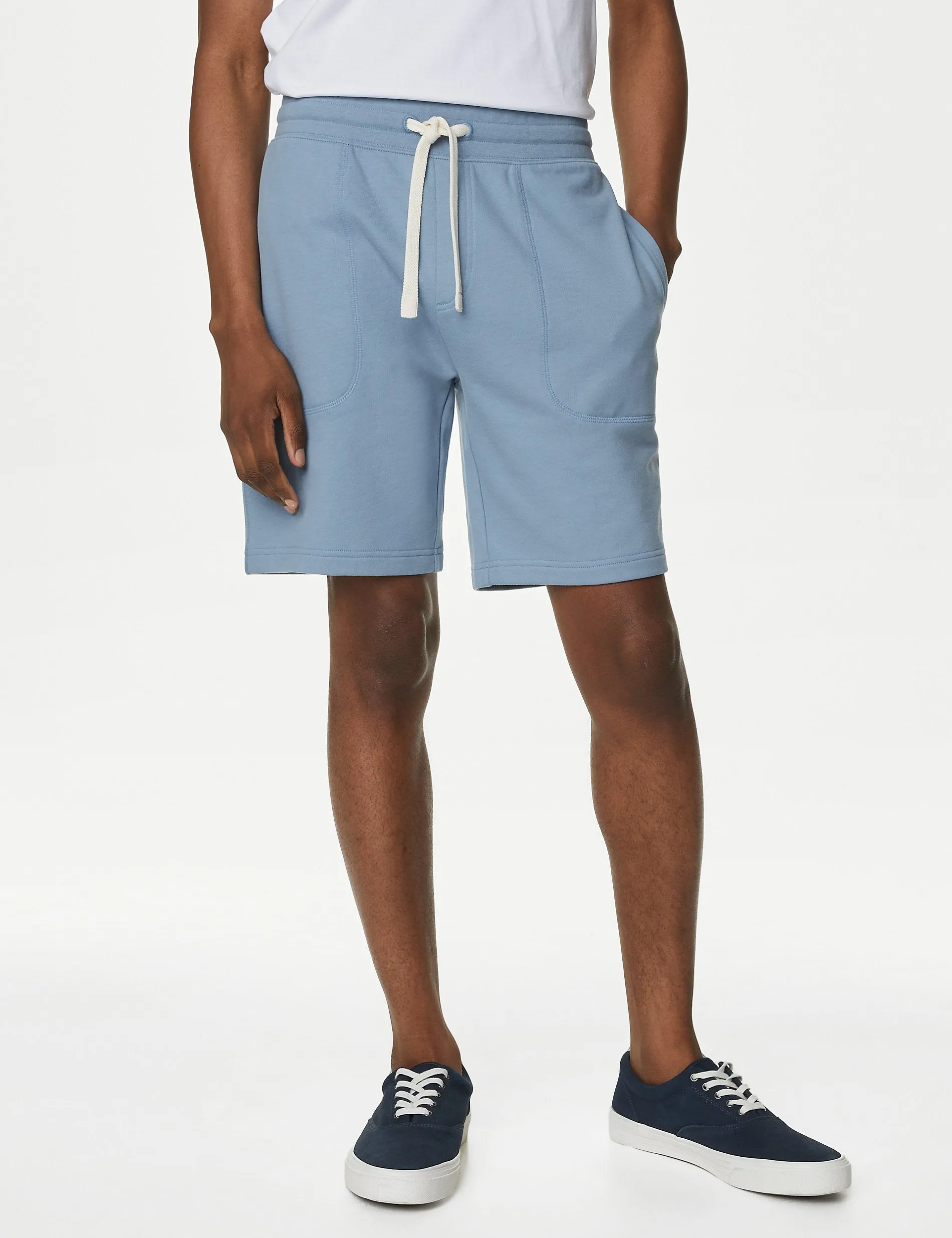 2 pairs of Marks & Spencer pure cotton jersey shorts, blue mix