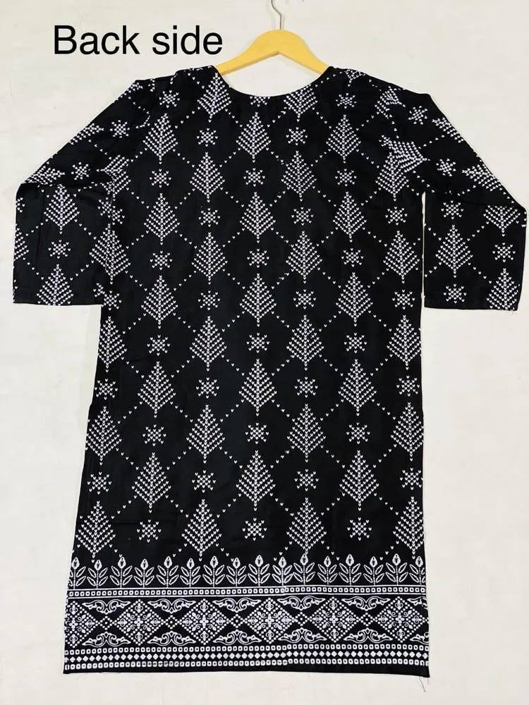 2 pcs women Stitched linen print suit