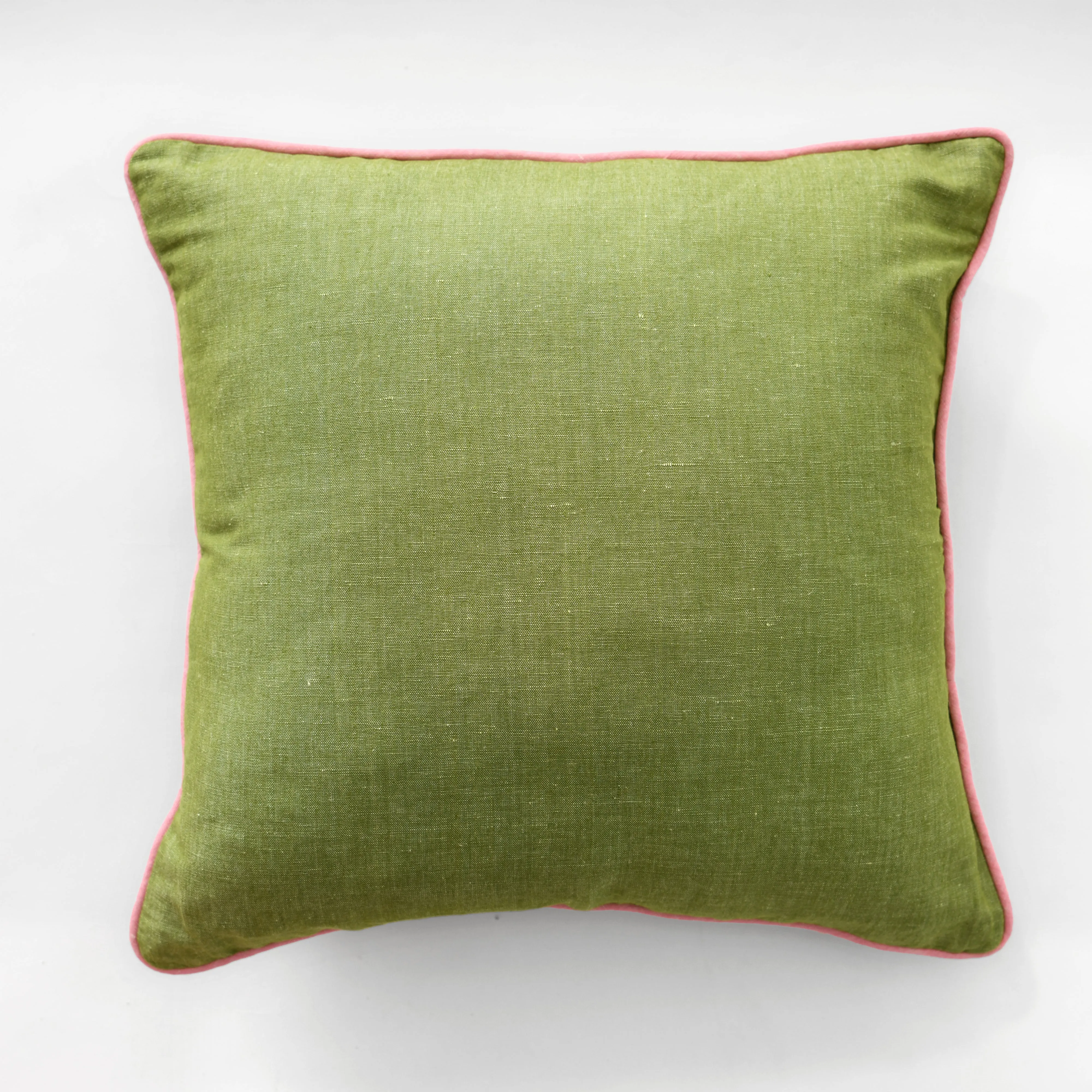 20" Square Avocado Pillow - Rosa Piping