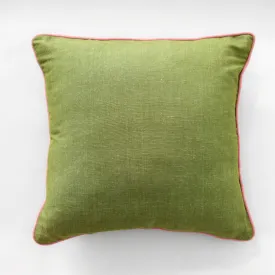 20" Square Avocado Pillow - Rosa Piping