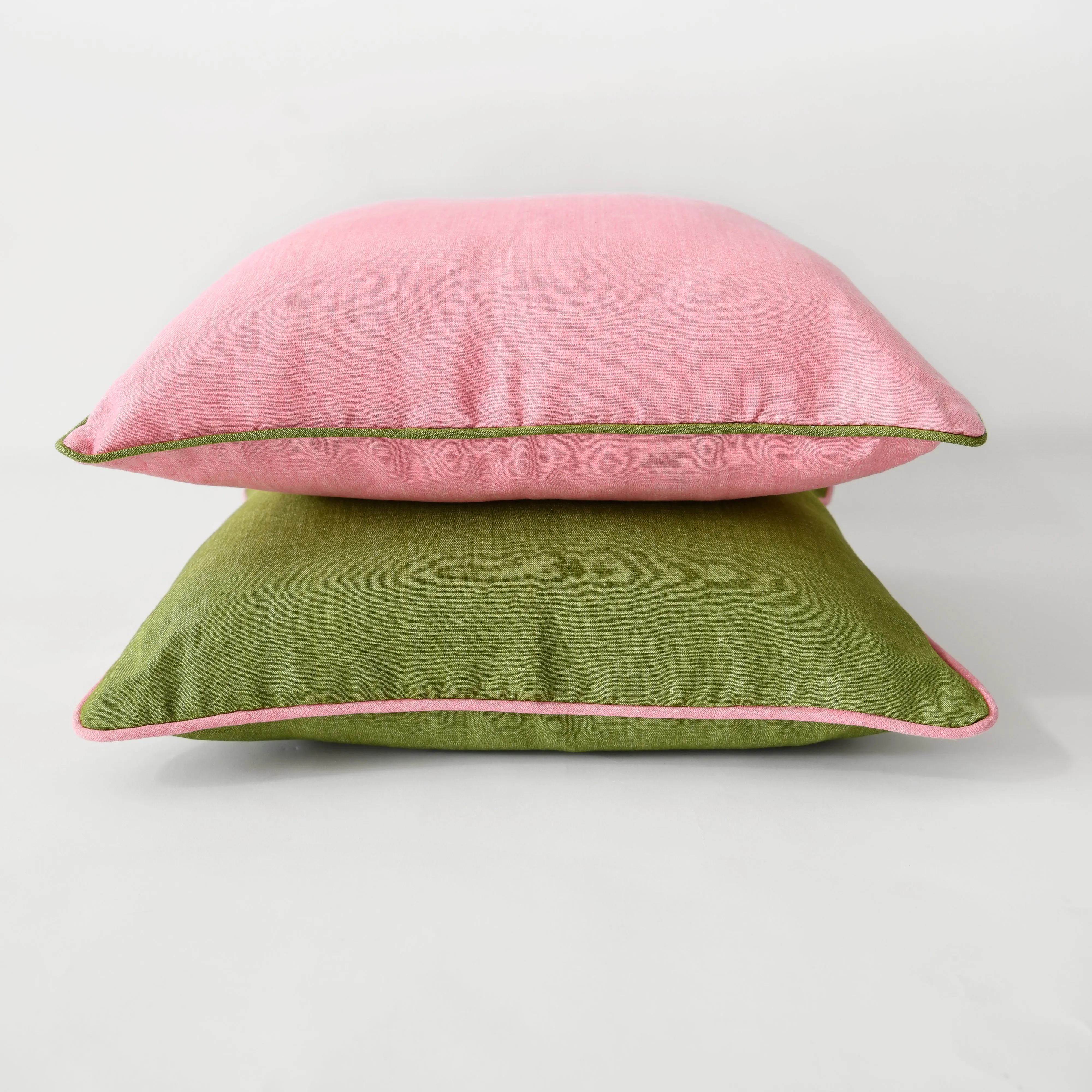 20" Square Avocado Pillow - Rosa Piping