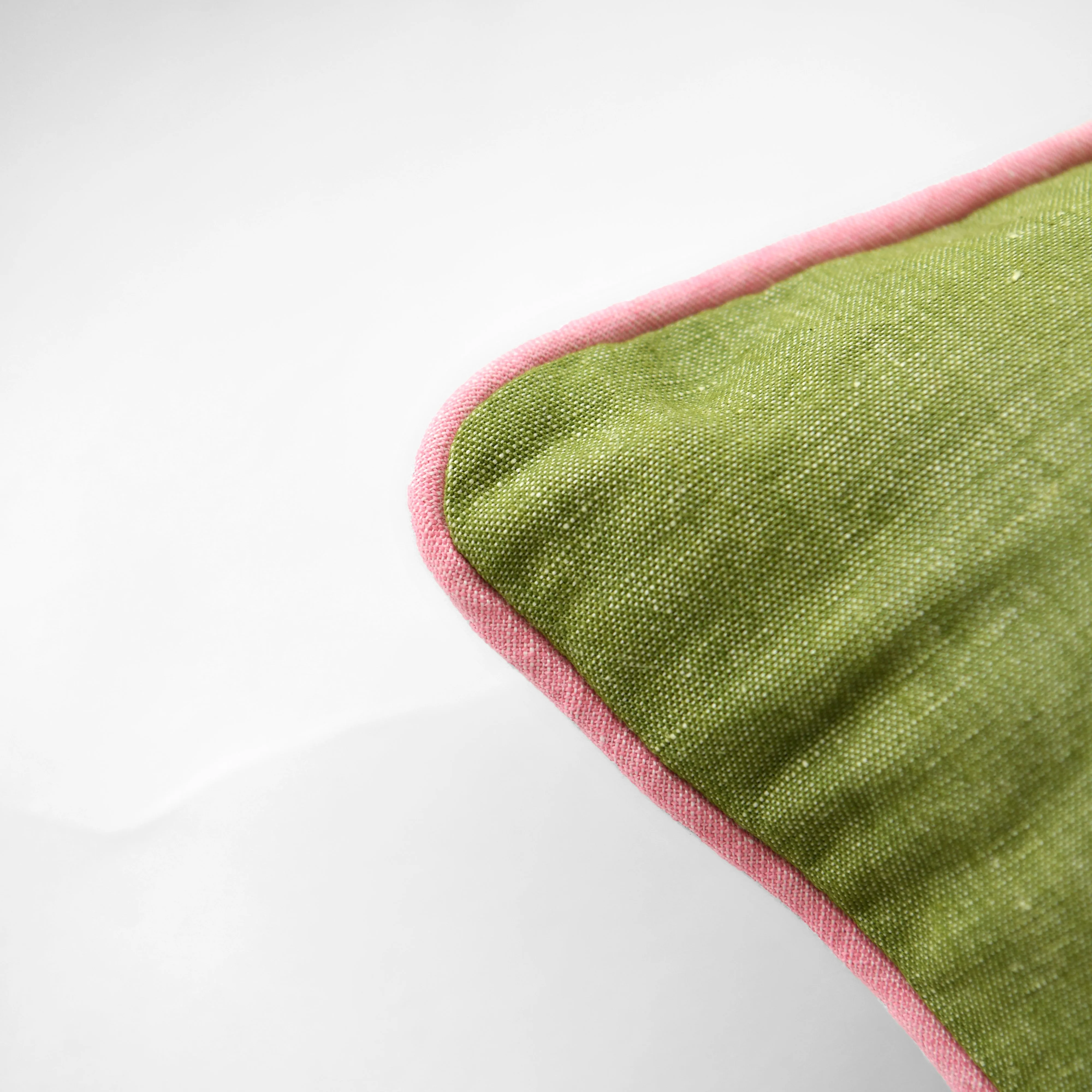 20" Square Avocado Pillow - Rosa Piping