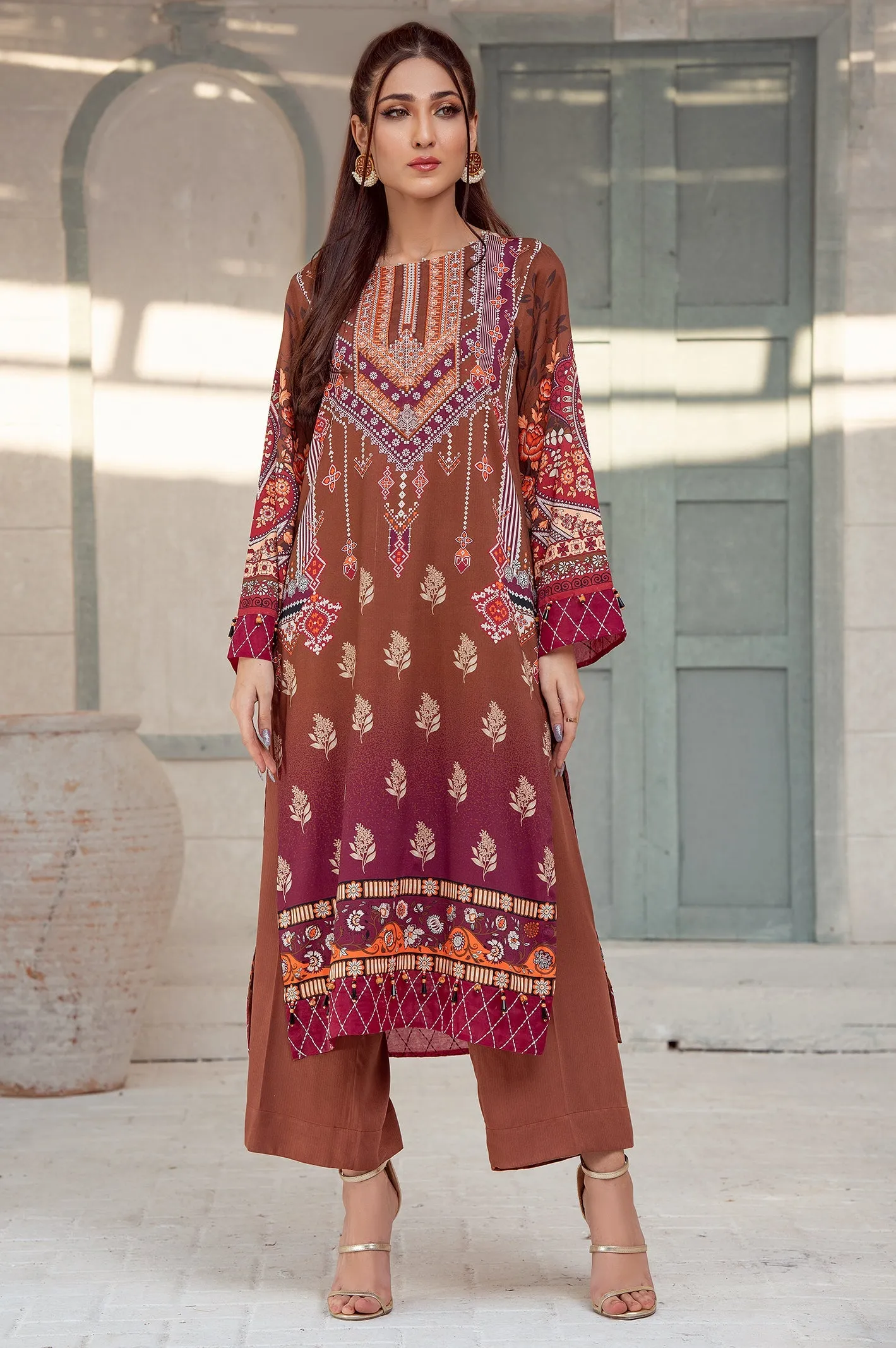 2PC Unstitched Marina Embroidered Printed