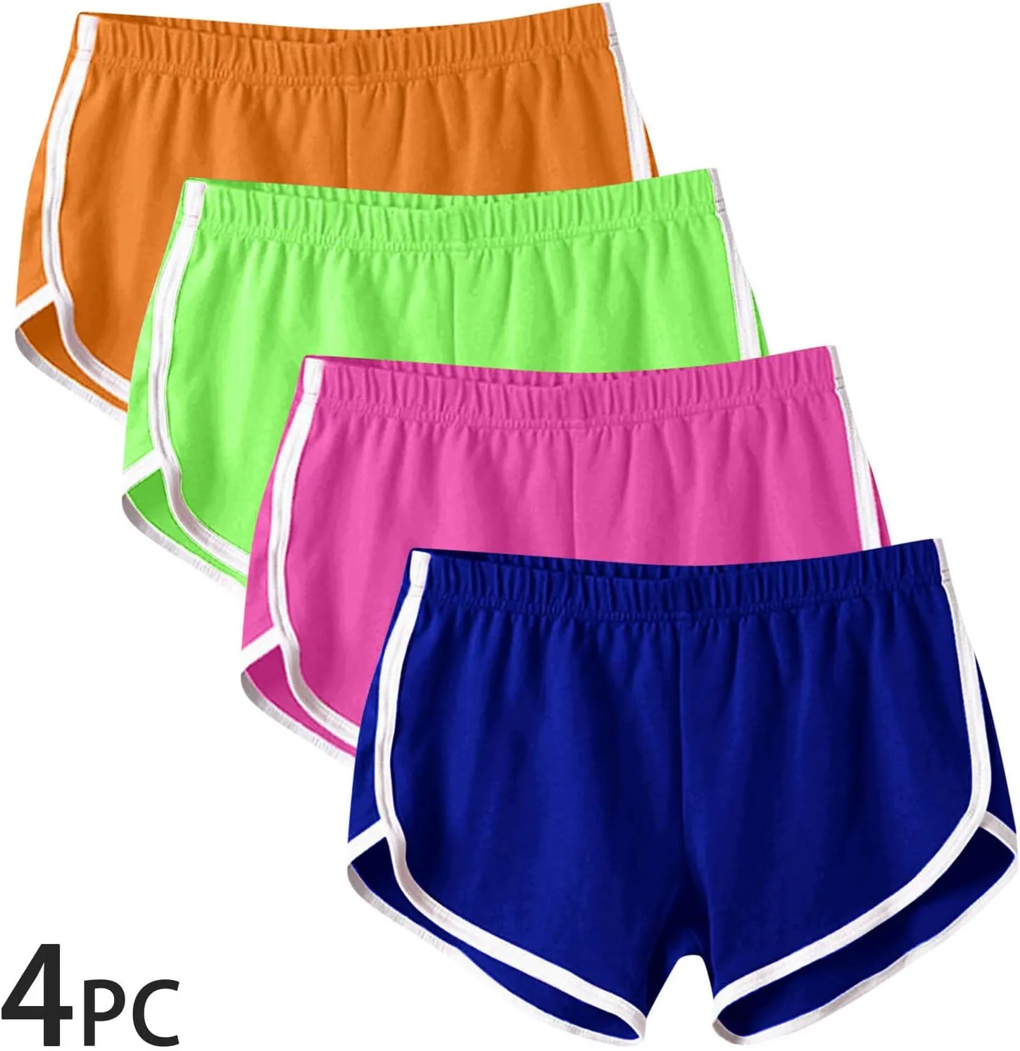 4 Pack Athletic Shorts for Women, Summer Dolphin Yoga Sweat Shorts Elastic Waist Workout Running Cycling Short Pants
