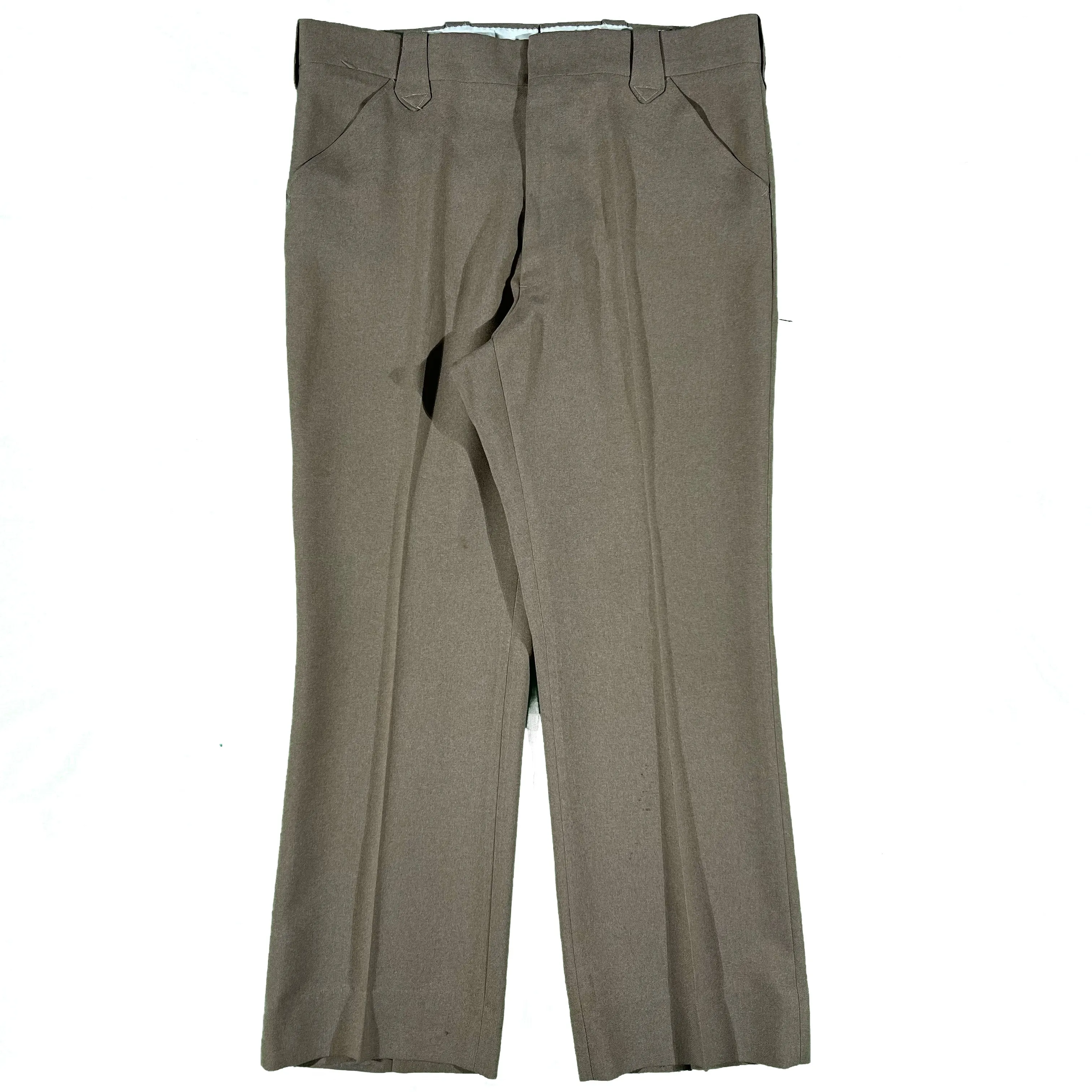 70s Tan Polyester Flares- 35x30