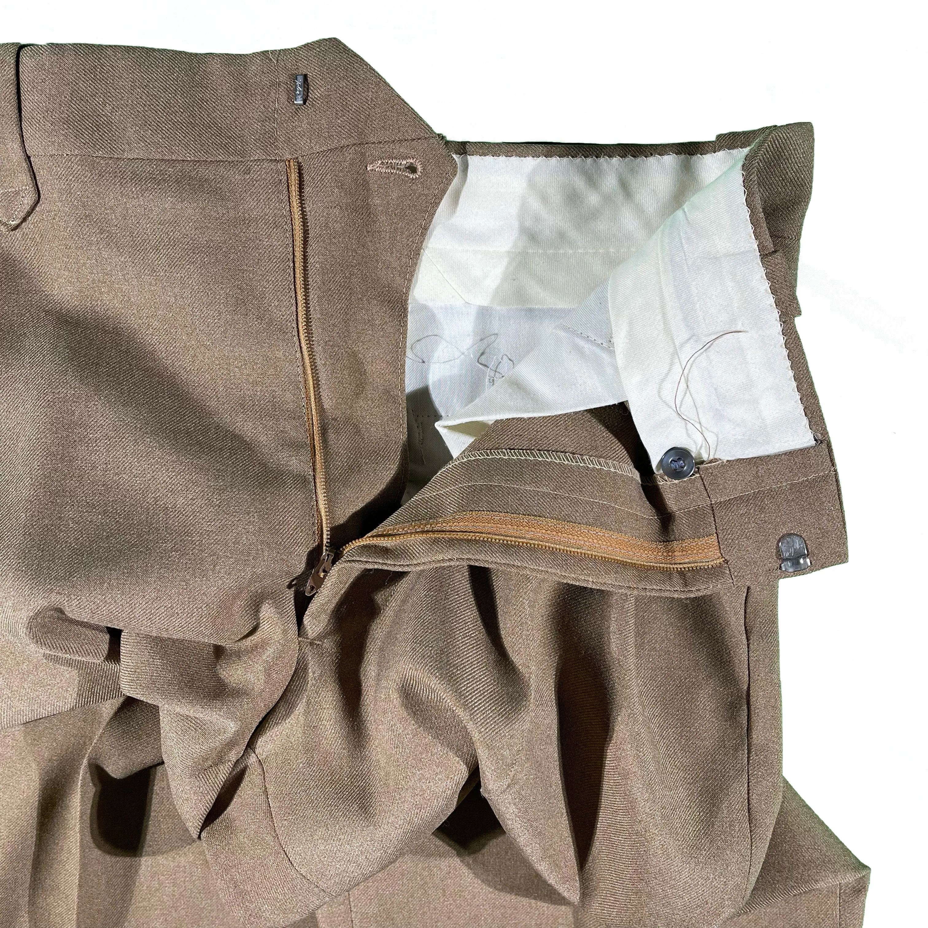 70s Tan Polyester Flares- 35x30