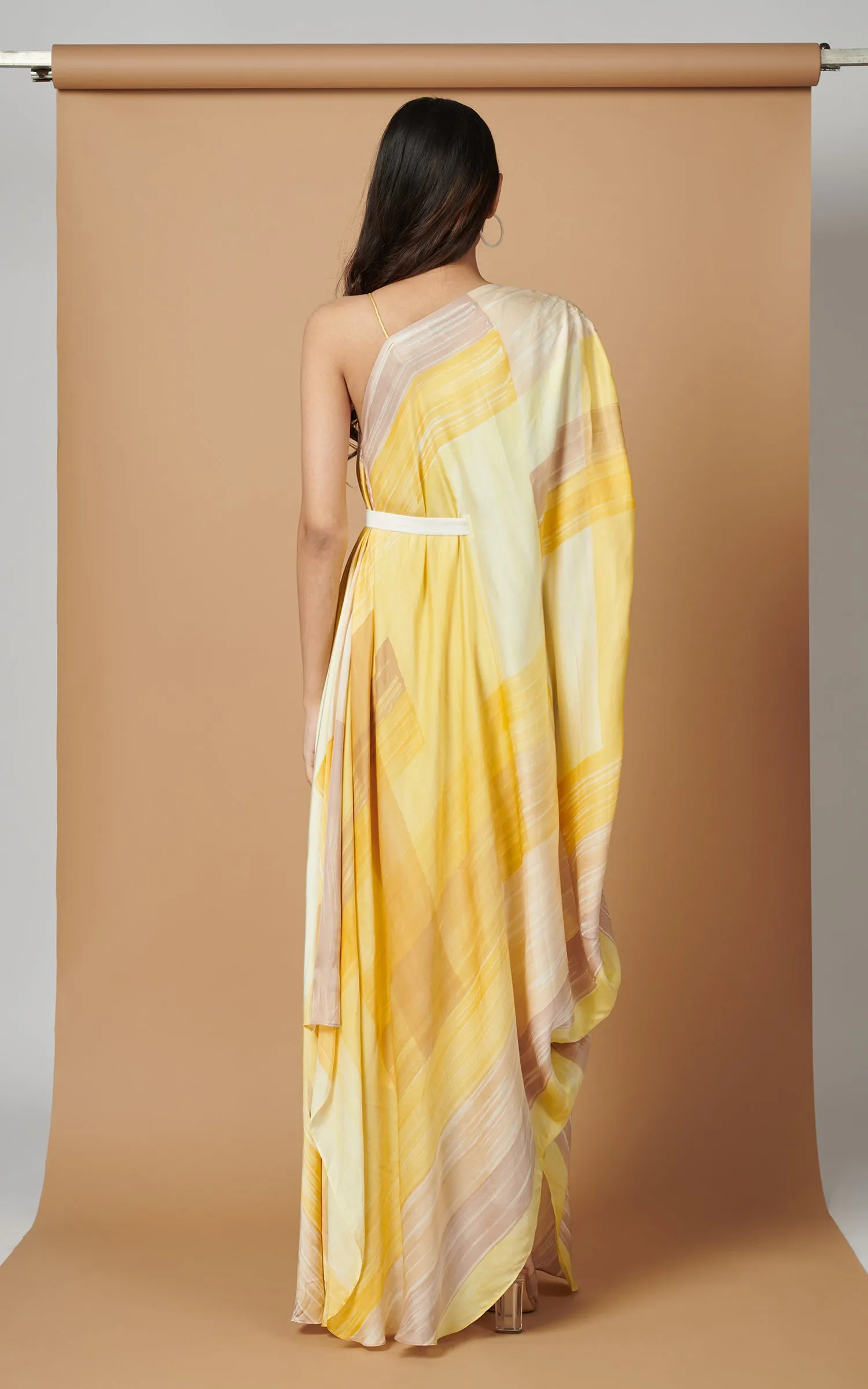 Abstract Printed V Neck Drape