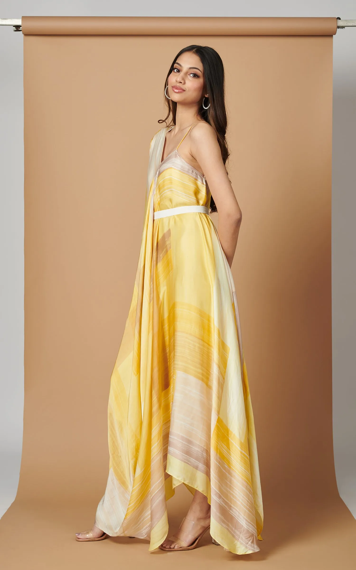 Abstract Printed V Neck Drape