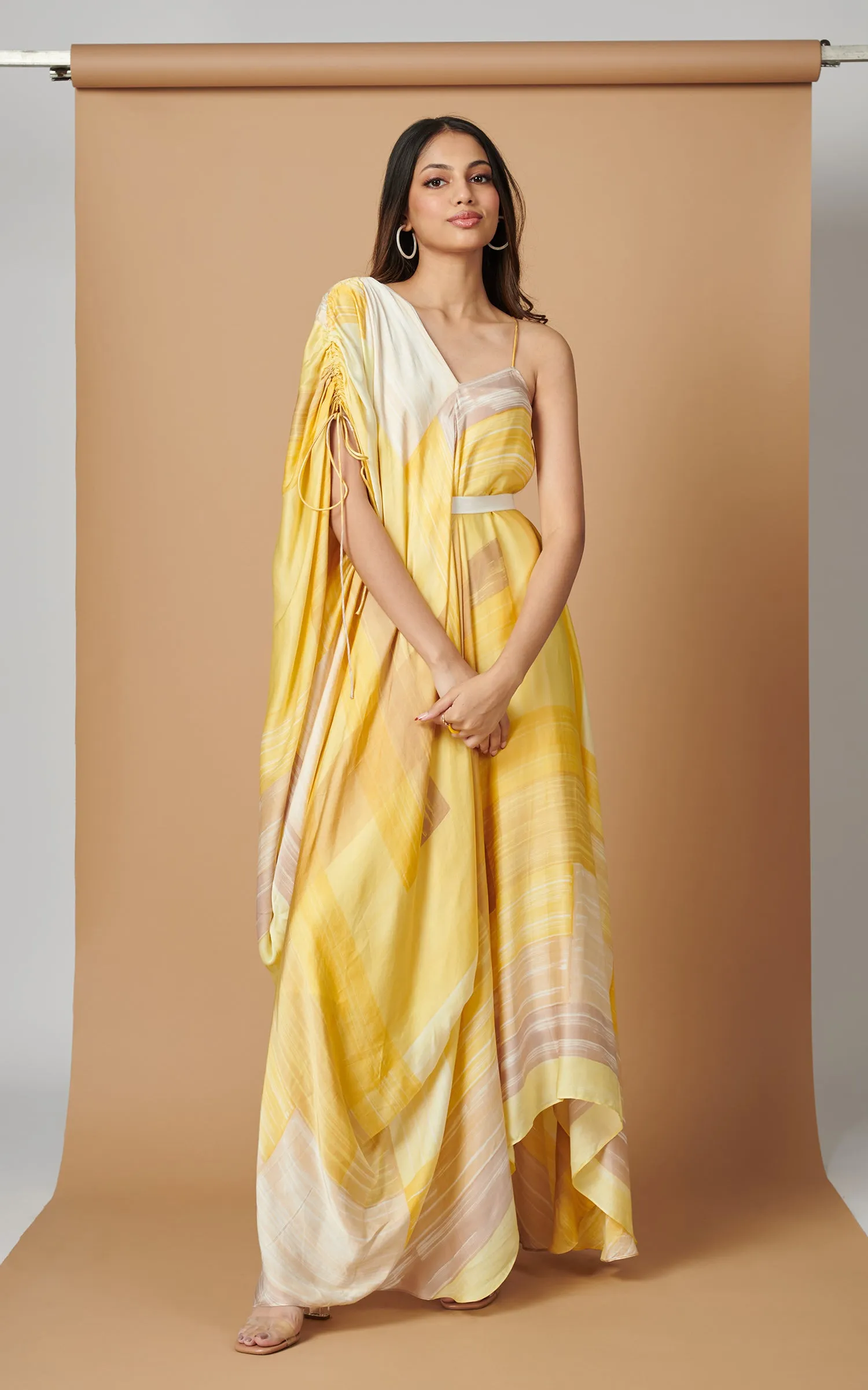 Abstract Printed V Neck Drape