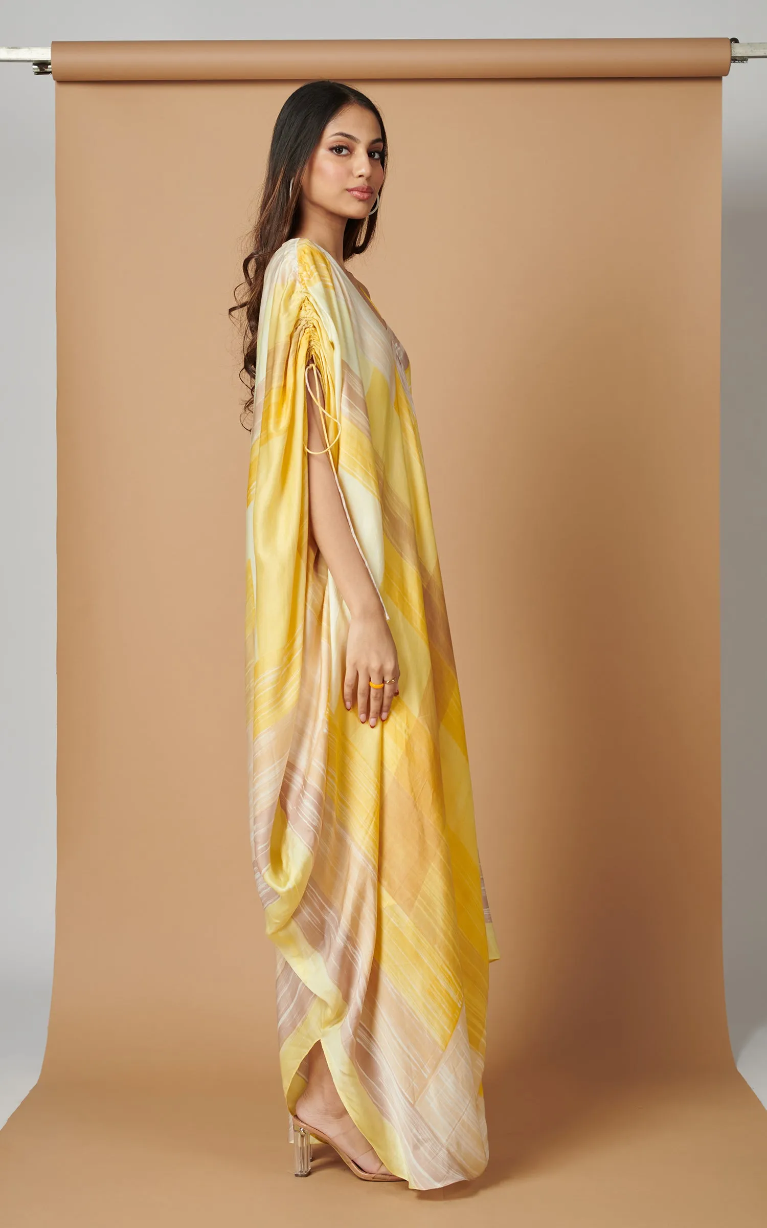 Abstract Printed V Neck Drape