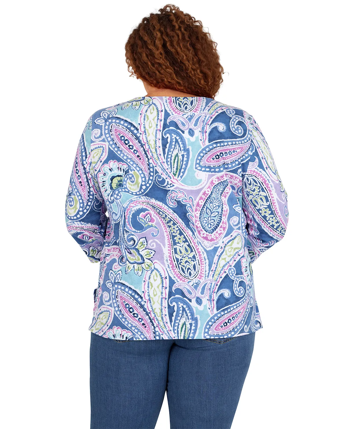 Alfred Dunner Key Item Plus 3/4 Sleeve Abstract Top