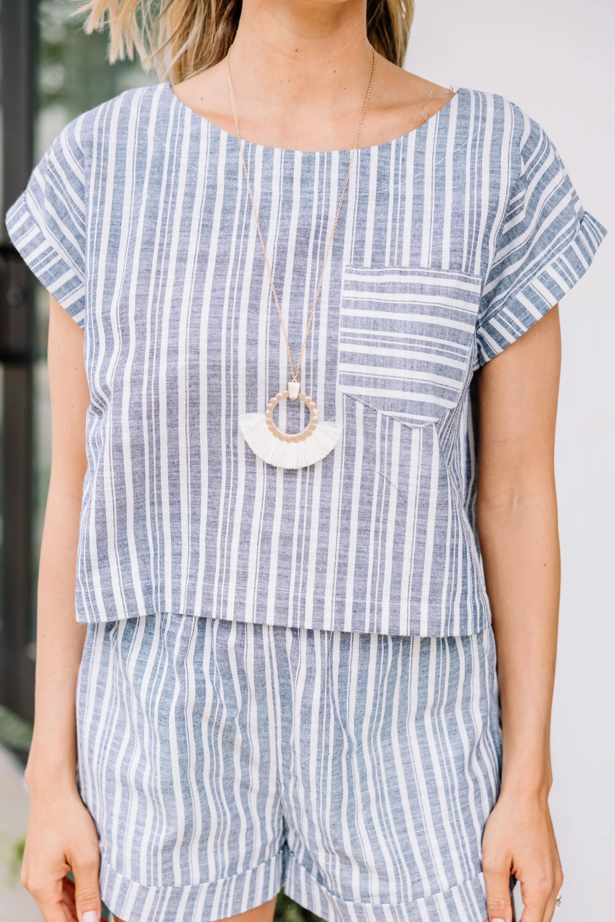 All You Do Navy Blue Striped Top