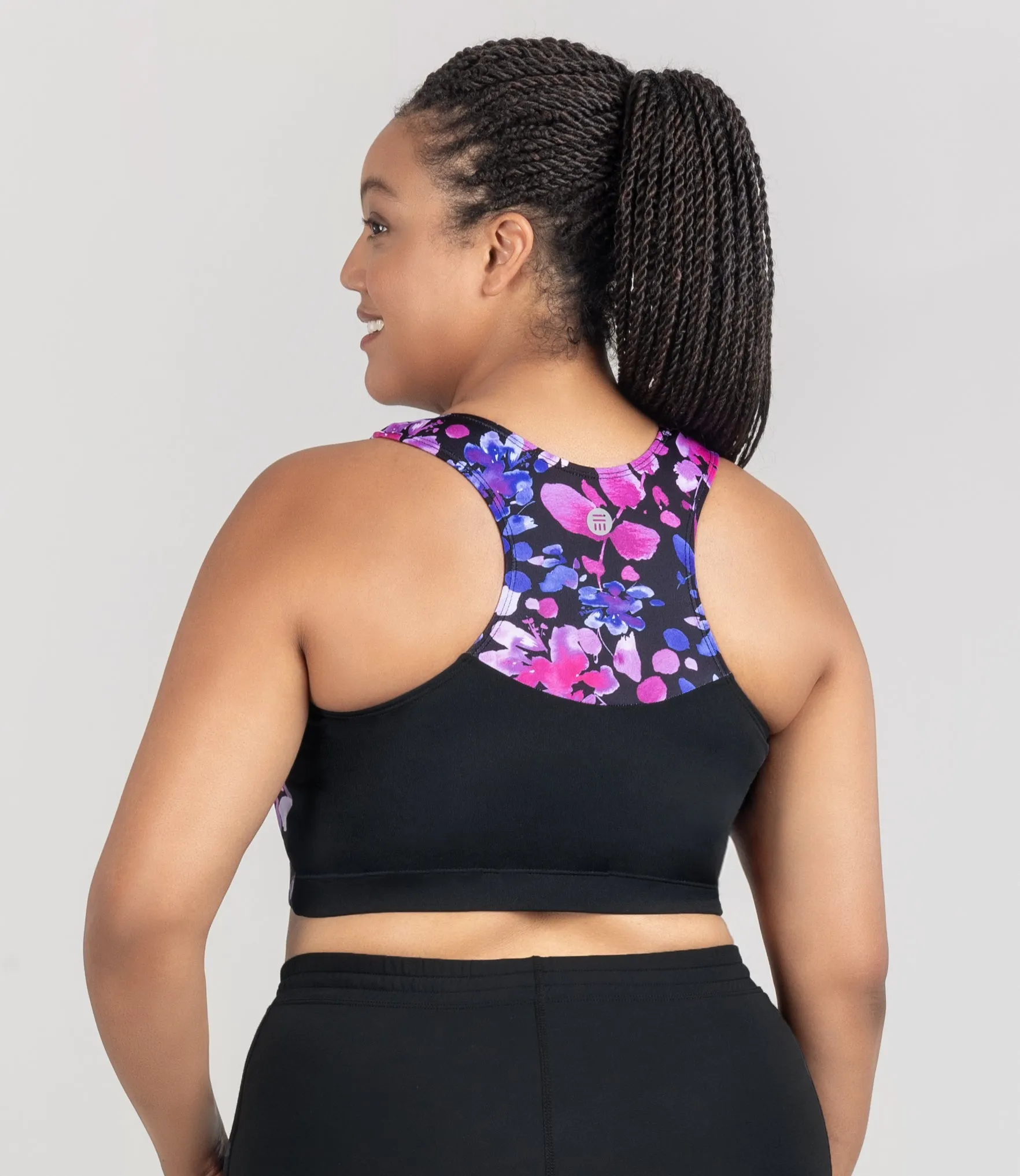 AquaSport Hanalei Bra Top Floral Elegance Print Black