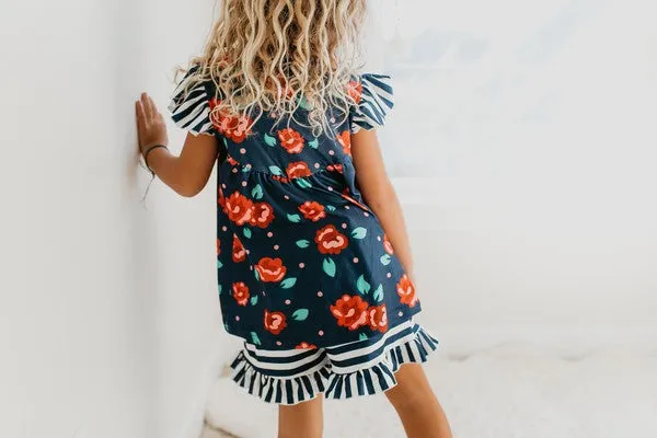 AS109 - GIRLS 2PC ROSE SHORT SET