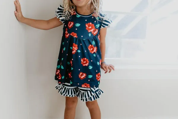 AS109 - GIRLS 2PC ROSE SHORT SET