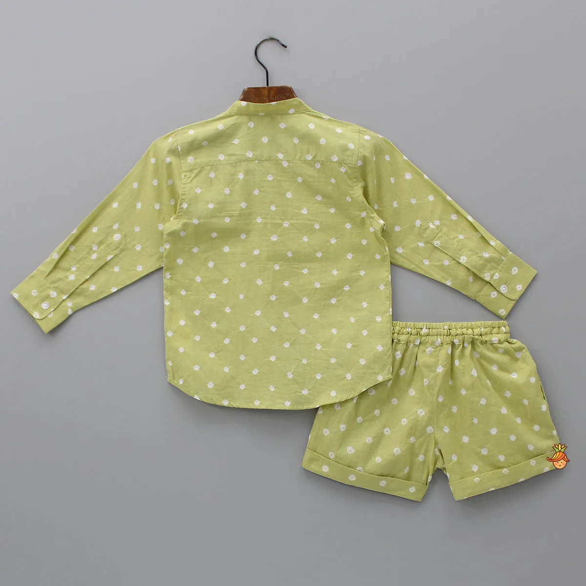 Bandhani Printed Green Top And Shorts