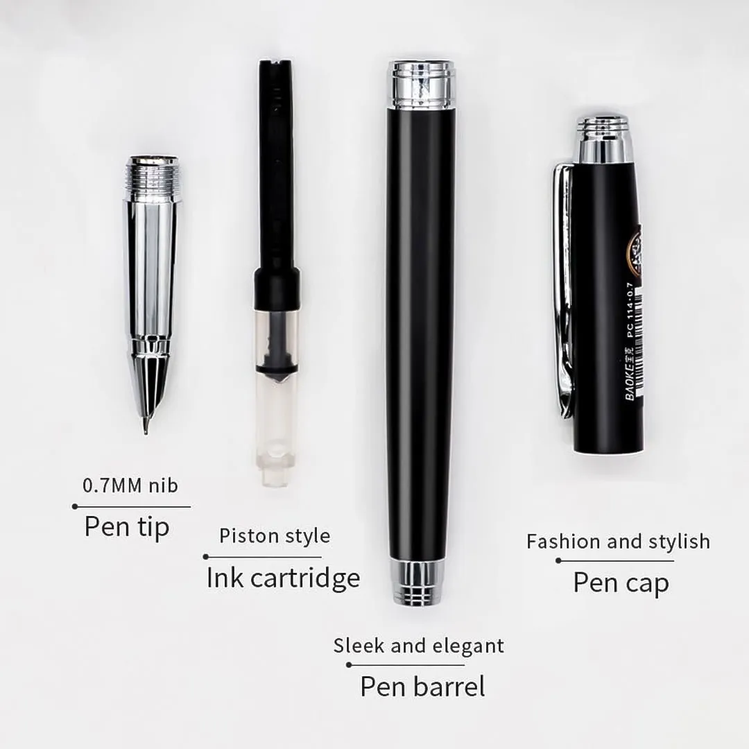 Baoke  0.7mm Black Ink Metal Shenbao Signature Fountain Pen