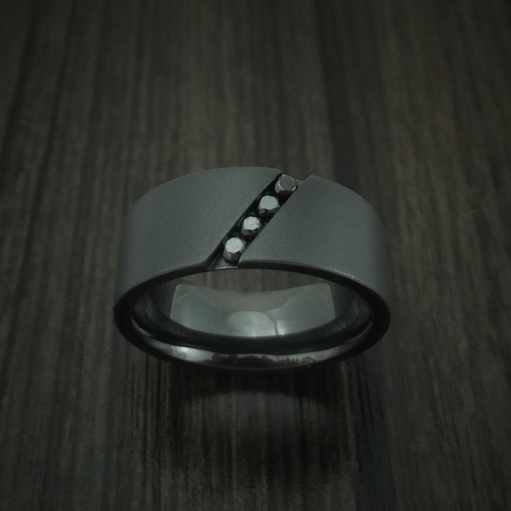 Black Titanium and Black Diamond Band Custom Made Men's Ring