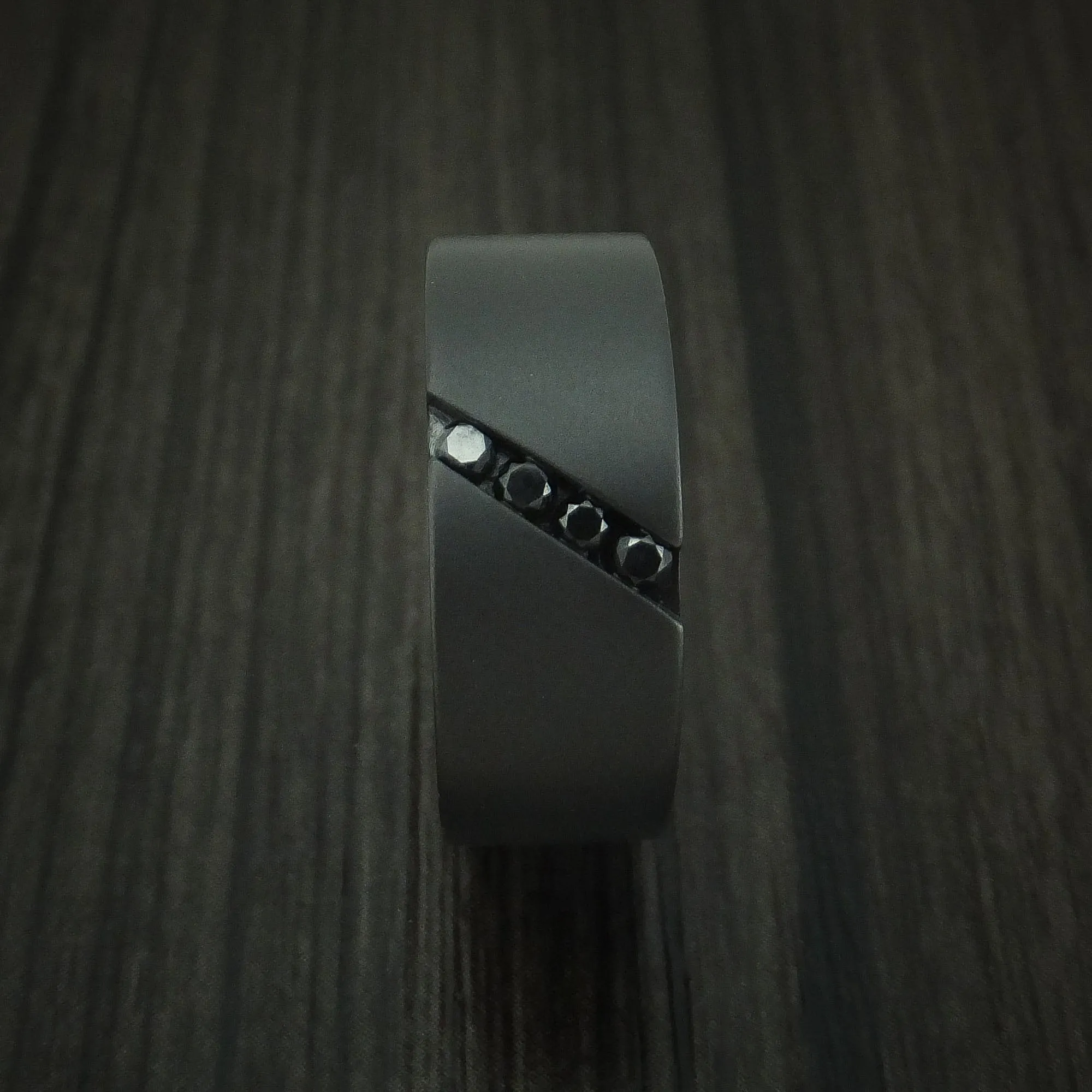 Black Titanium and Black Diamond Band Custom Made Men's Ring