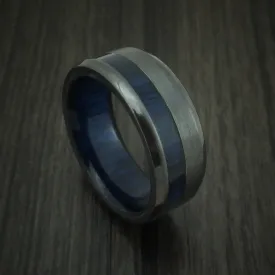 Black Titanium and Blueberry Wood Men's Ring Custom Made Band