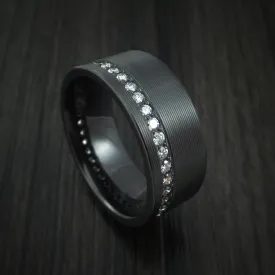 Black Titanium and Diamonds Eternity Men's Ring Custom Made Band