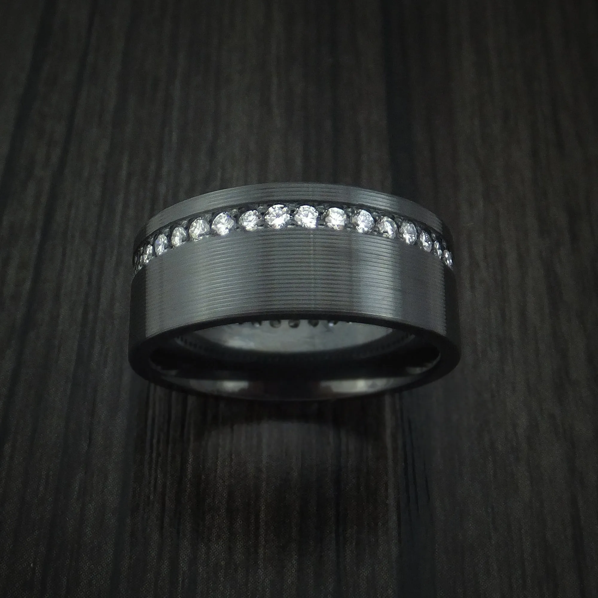 Black Titanium and Diamonds Eternity Men's Ring Custom Made Band