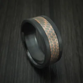 Black Titanium and Superconductor Men's Ring Custom Made Titanium-Niobium and Copper Band