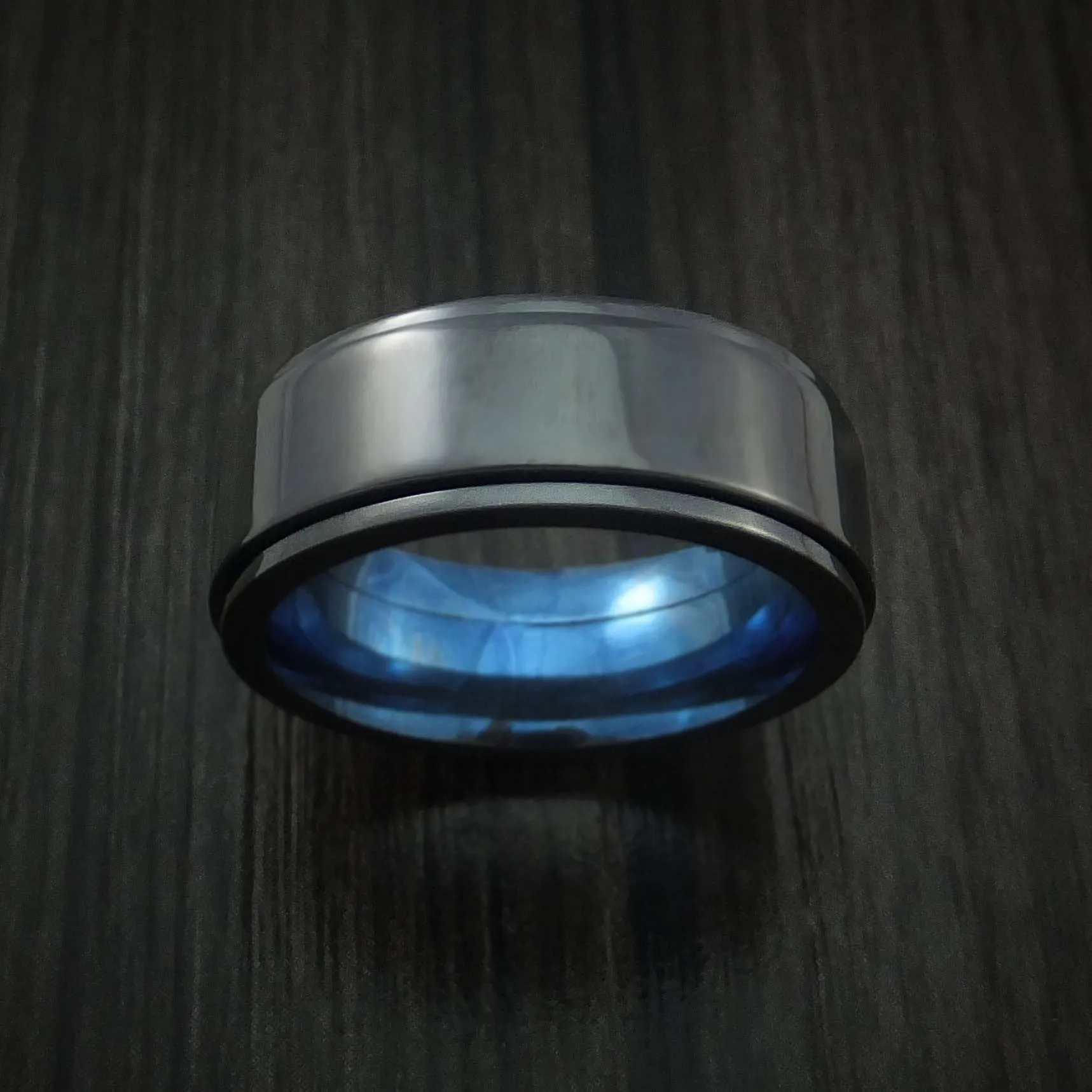 Black Titanium Spinner Men's Ring with Anodized Interior Custom Made Band