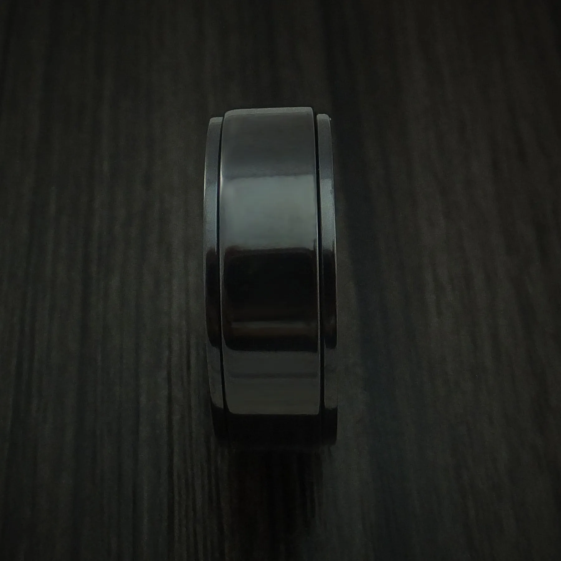 Black Titanium Spinner Men's Ring with Anodized Interior Custom Made Band