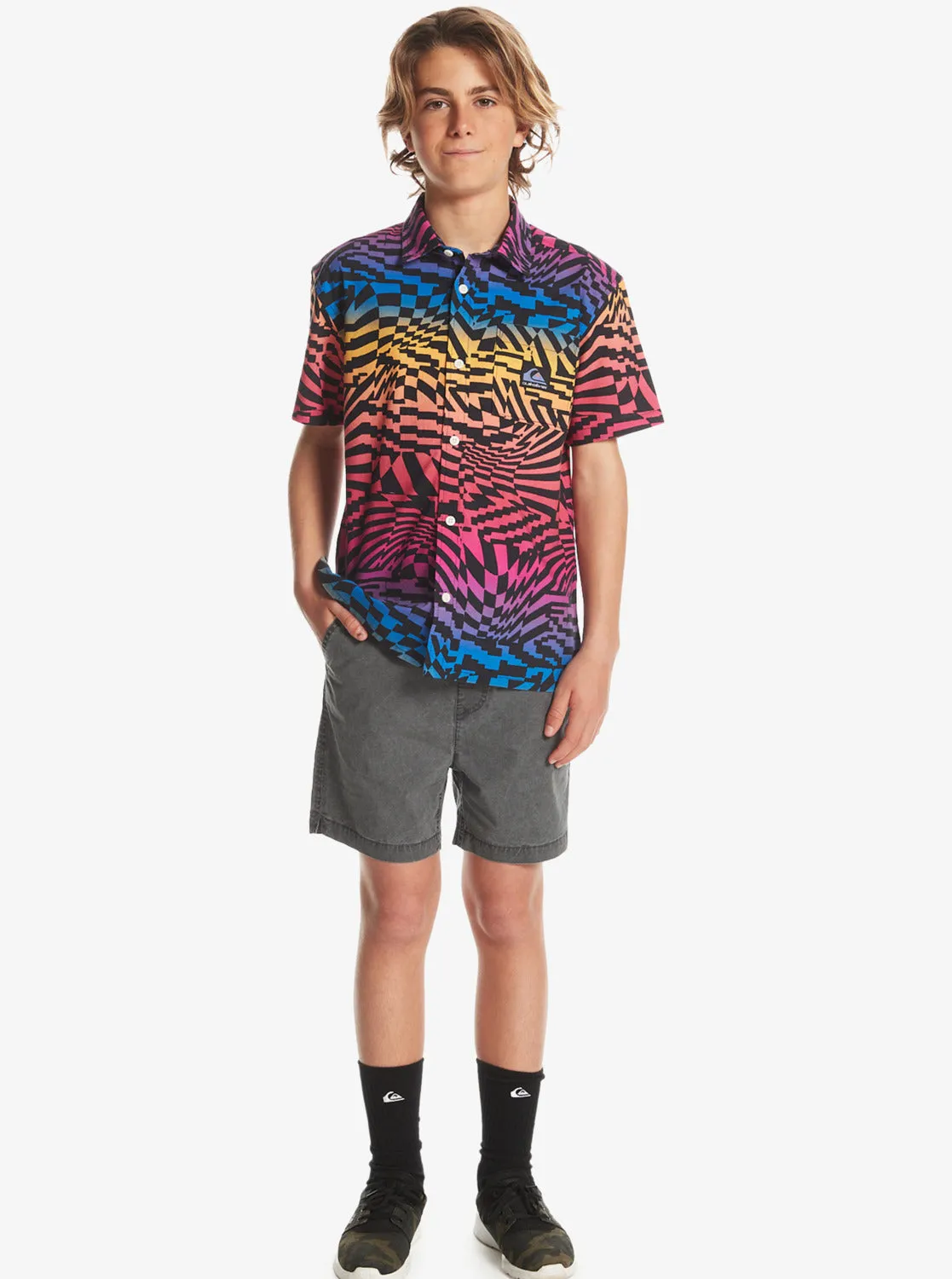 Boys 8-16 Taxer 15" Elastic Waist Shorts - Black