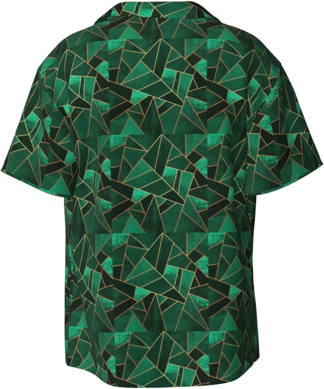 BREAUX Black and Gold Geometric Print Men's Fashionable Cuban Collar Shirts for Tropical Parties and Casual Occasions