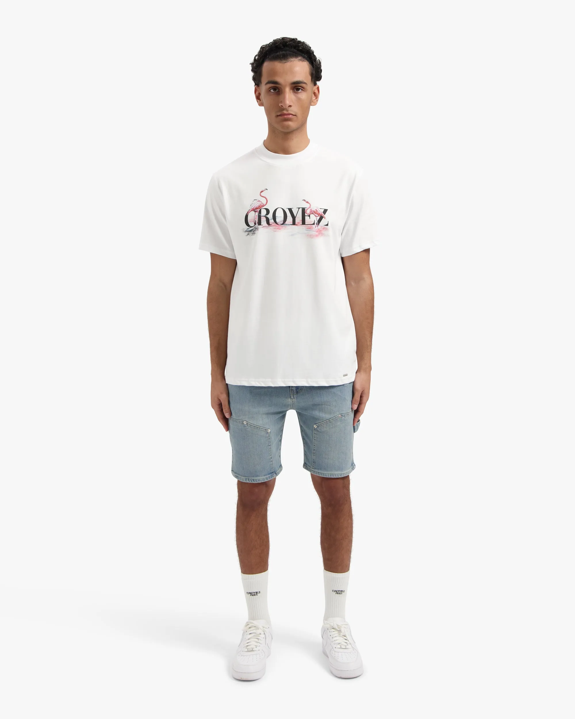 CROYEZ PINK FLAMINGO T-SHIRT - WHITE