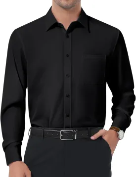DEMEANOR Dress Shirts for Men Long Sleeve Slim Fit Button Down Formal Shirt Business Casual Collar Shirts with Pocket