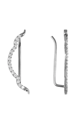 Diamond Bow Ear Climber Silver