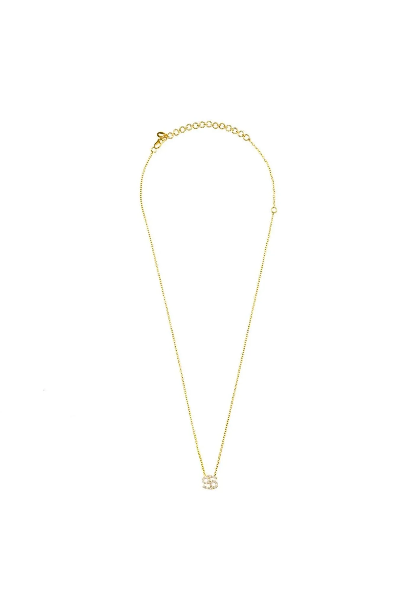 Diamond Zodiac Necklace Gold Cancer