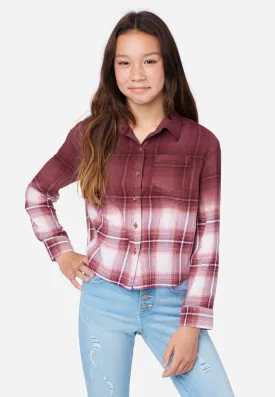 Dip Dye LS Plaid Button Up