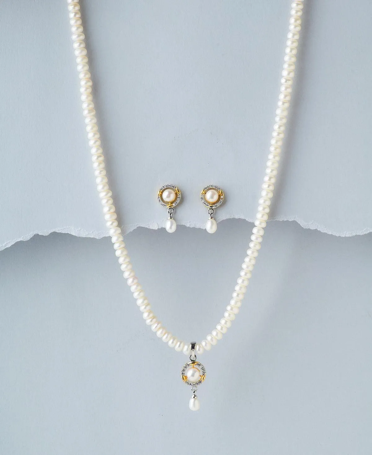 Elegant Real Pearl Necklace Set