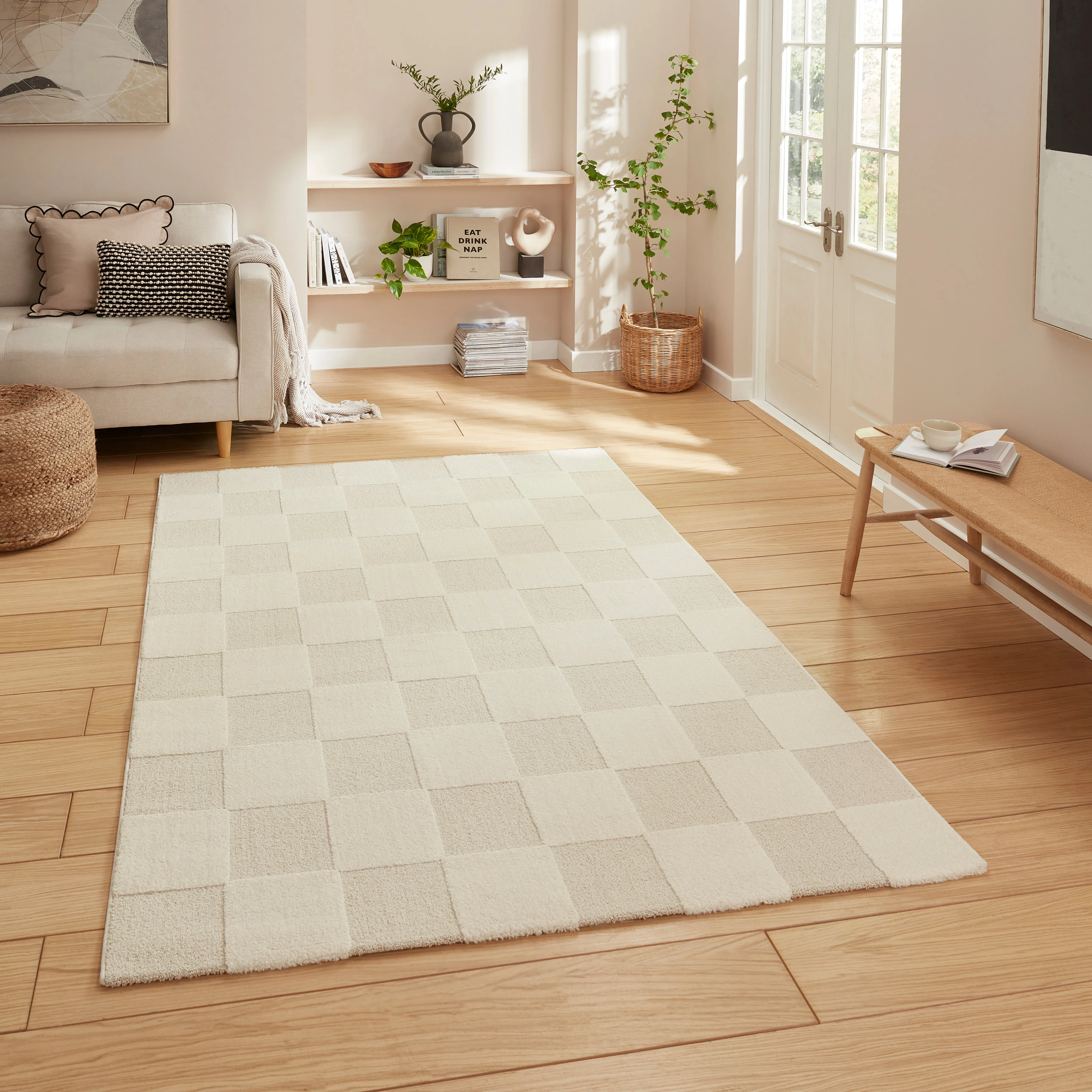 Elio 69924 Multi Textured Pile Rug Cream