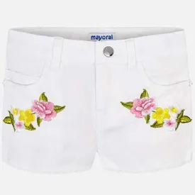 Embroidered floral shorts