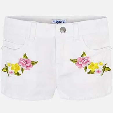 Embroidered floral shorts