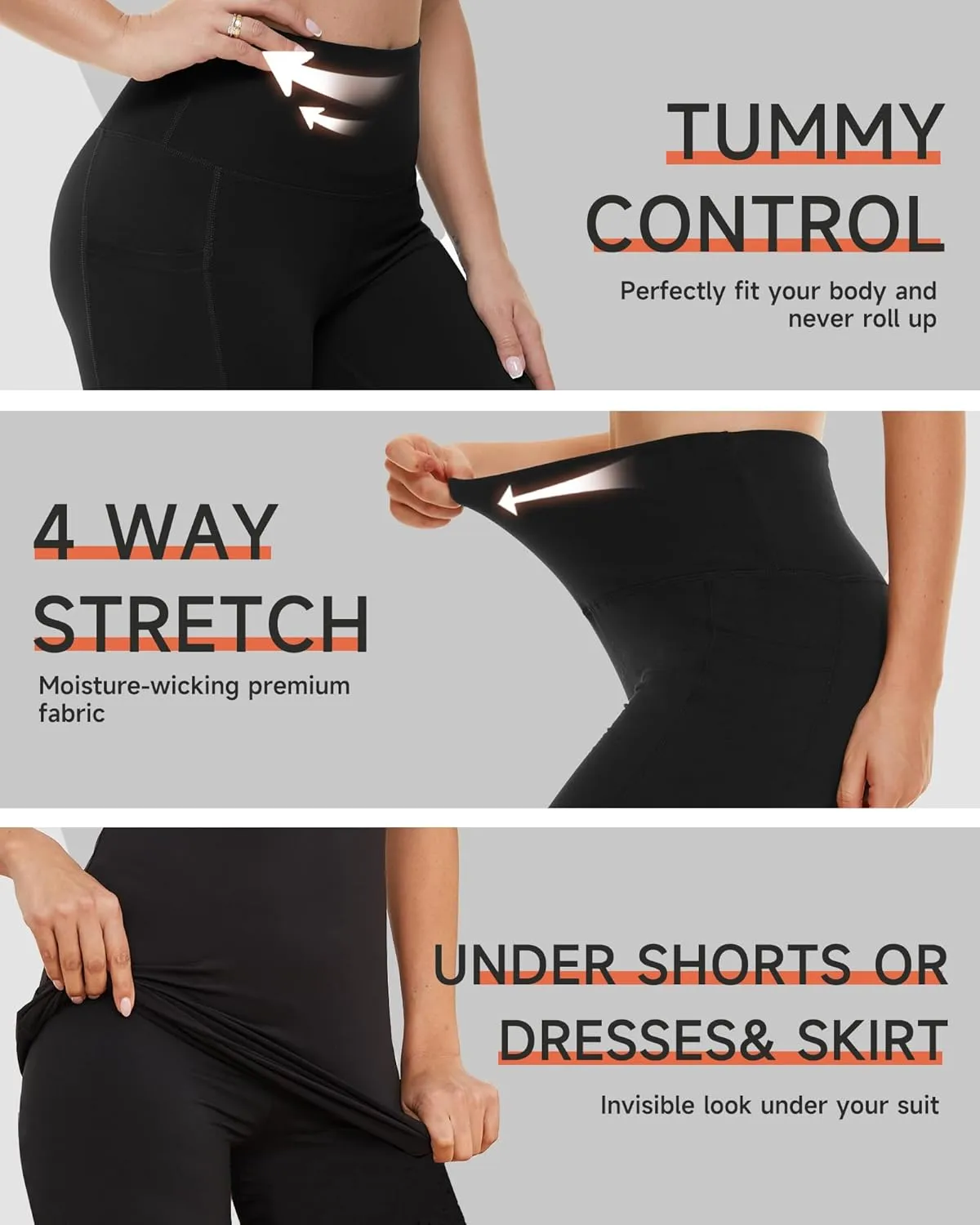 GAYHAY Biker Shorts for Women with Pockets - 8"/5"/3" Booty High Waisted Black Spandex Volleyball Short for Workout Yoga