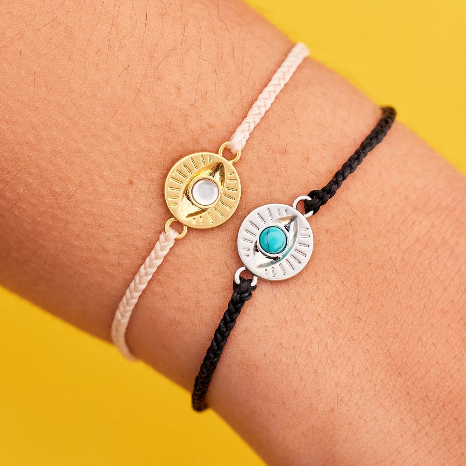 Gemstone Eye Coin Charm Bracelet