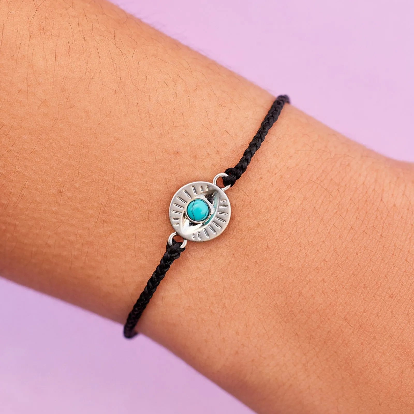 Gemstone Eye Coin Charm Bracelet