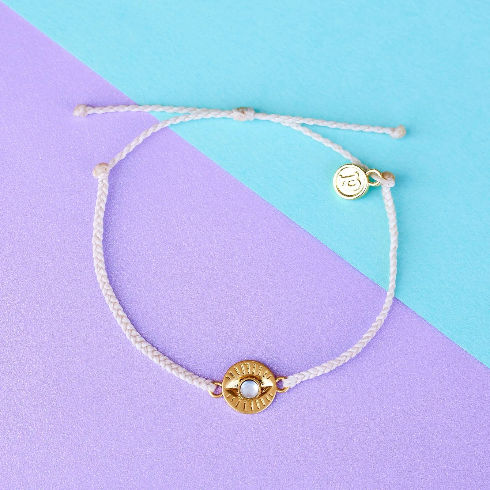 Gemstone Eye Coin Charm Bracelet