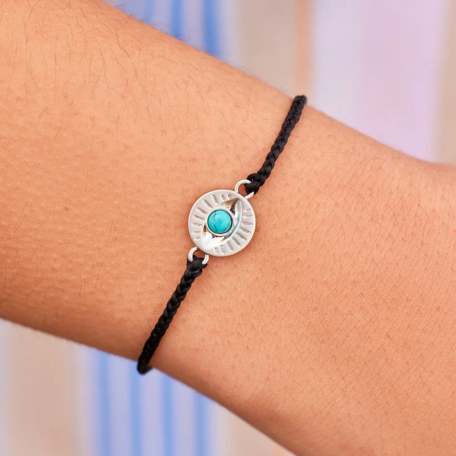 Gemstone Eye Coin Charm Bracelet